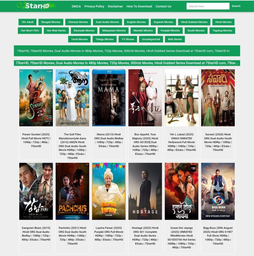 Vegamovies interface showing movie download options